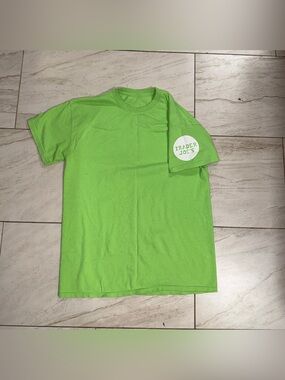 Trader Joe's CREW MEMBER Bright Lime Green Logo Tee